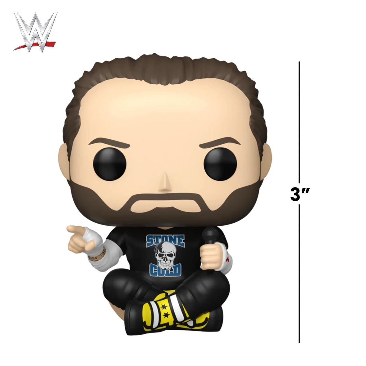 Premium imported Funko POP! WWE figure of CM Punk, featuring him in a black shirt and iconic poses. Stands at 3 inches tall.