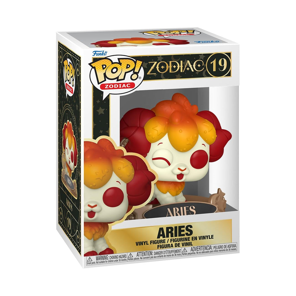 100% genuine Funko POP! Zodiac Aries figure, featuring vibrant colors and playful design, perfect for collectors.