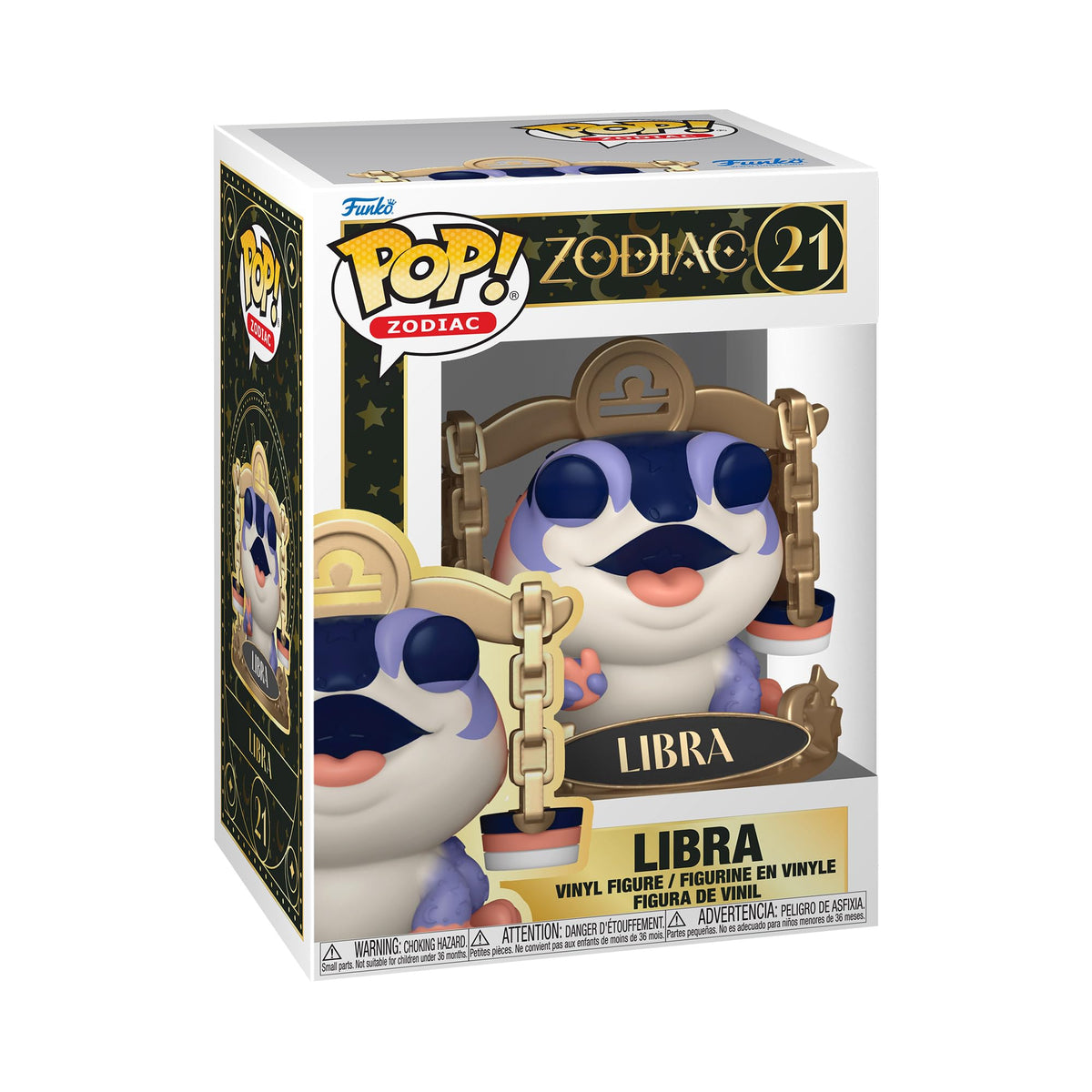Authentic Funko POP! Zodiac Libra figure, featuring colorful design and Libra symbol in box packaging.