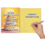 Funny Birthday Card featuring a vibrant cake design, crafted with high-quality materials. Available at Curat Cart.