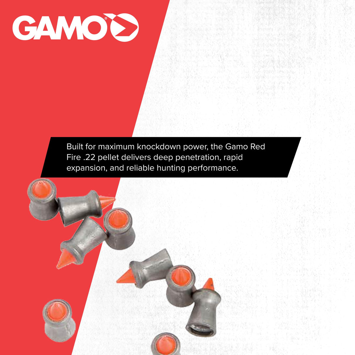Experience maximum knockdown power with Gamo Red Fire .22 hunting pellets, available at Curat Cart in India for reliable performance.