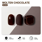 GAOY Molten Chocolate gel nail polish displays three shades of deep dark red, showcasing its SGS certification and long-lasting quality.