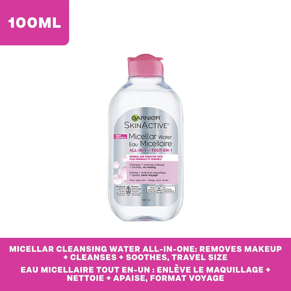 Garnier Micellar Cleansing Water - Side Profile & Box Packaging | buy online in India with doorstep delivery at Curat Cart