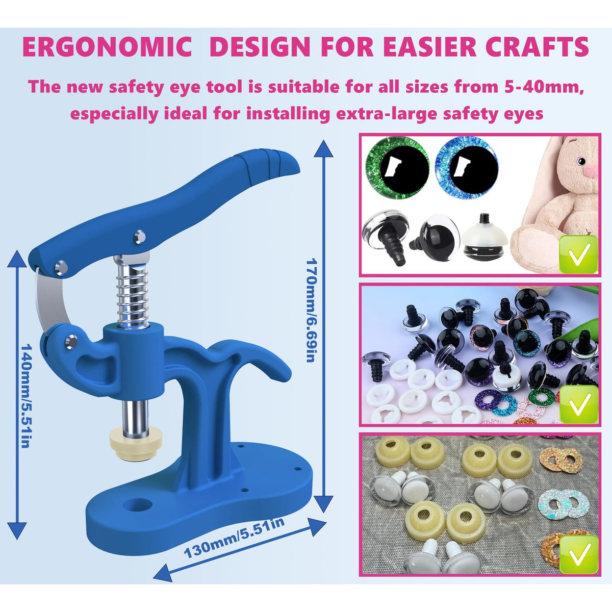 GEOCCI Safety Eye Install Tool, 100% Authentic and available in India at Curat Cart, designed for easy installation of safety eyes.
