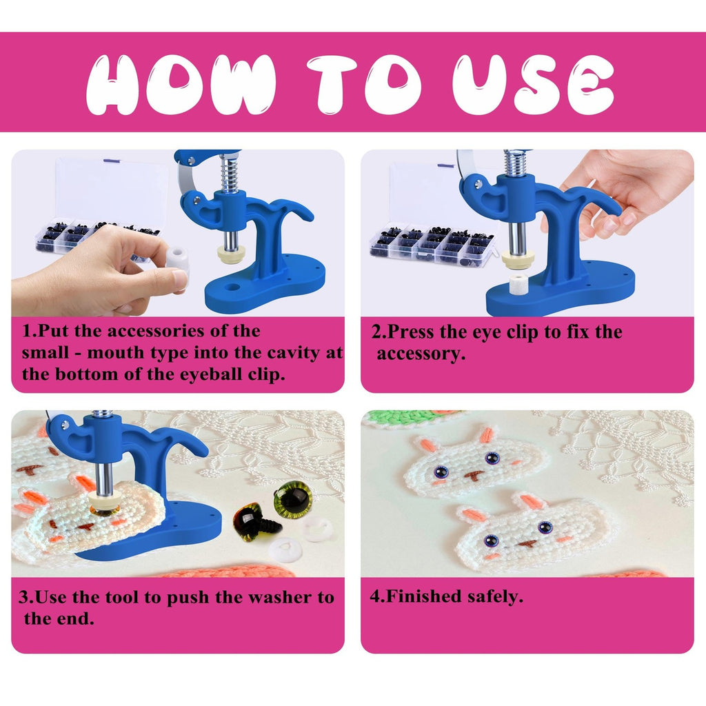 GEOCCI Safety Eye Install Tool usage guide, showcasing easy and safe steps. 100% Authentic, available at Curat Cart.