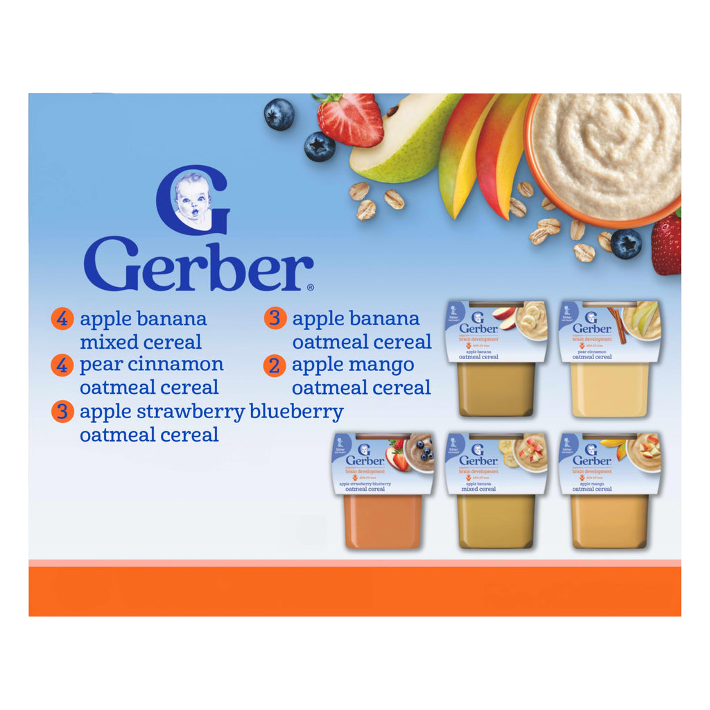Discover the premium imported Gerber Fruit and Cereal Variety Pack, featuring delicious flavors ideal for your child's nutrition. Available at Curat Cart.