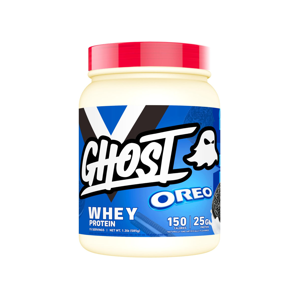 Premium imported GHOST Whey Protein Powder in Oreo flavor, delivering 25g protein per serving for fitness enthusiasts.