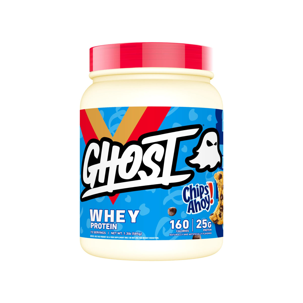 Official GHOST Whey Protein Powder in Oreo flavor, featuring vibrant packaging and 25g protein per serving.