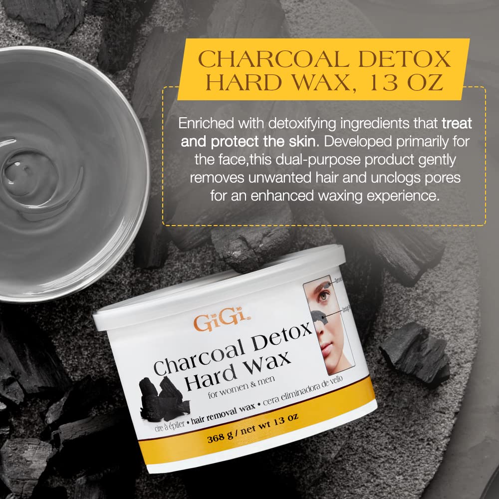 GiGi Charcoal Detox Hard Wax, 13 oz. Developed for face and body, it detoxifies skin while removing unwanted hair.