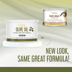 GiGi All Purpose Hard Wax with olive oil. Flexible non-strip formula in updated packaging. Verified by CuratCart for trust.