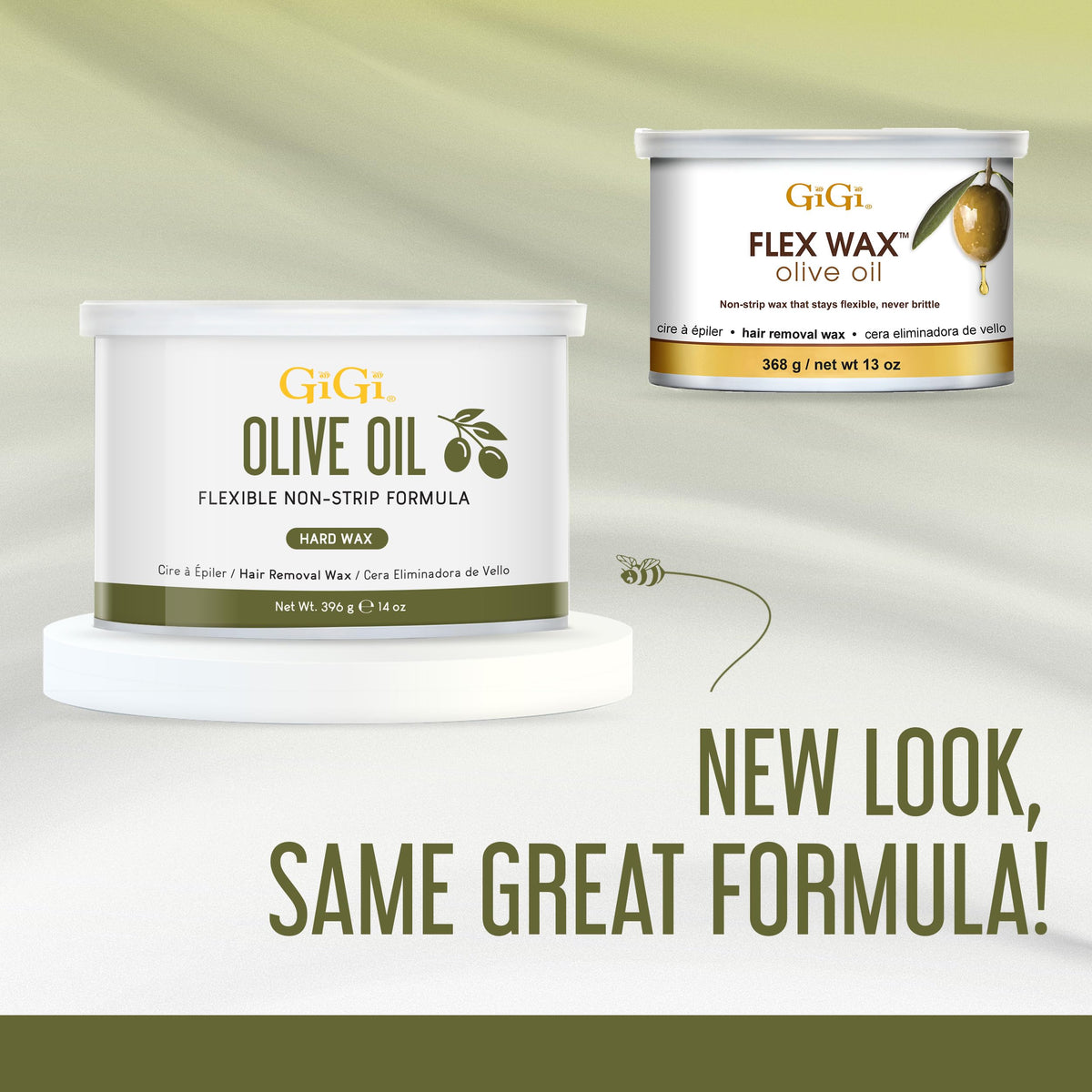 GiGi All Purpose Hard Wax with olive oil. Flexible non-strip formula in updated packaging. Verified by CuratCart for trust.