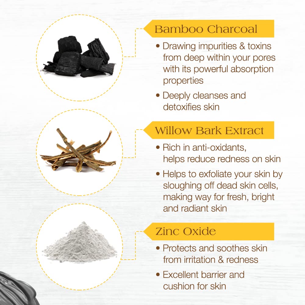 Premium hair removal wax featuring bamboo charcoal, willow bark extract, and zinc oxide. Provides deep cleansing and soothing care.