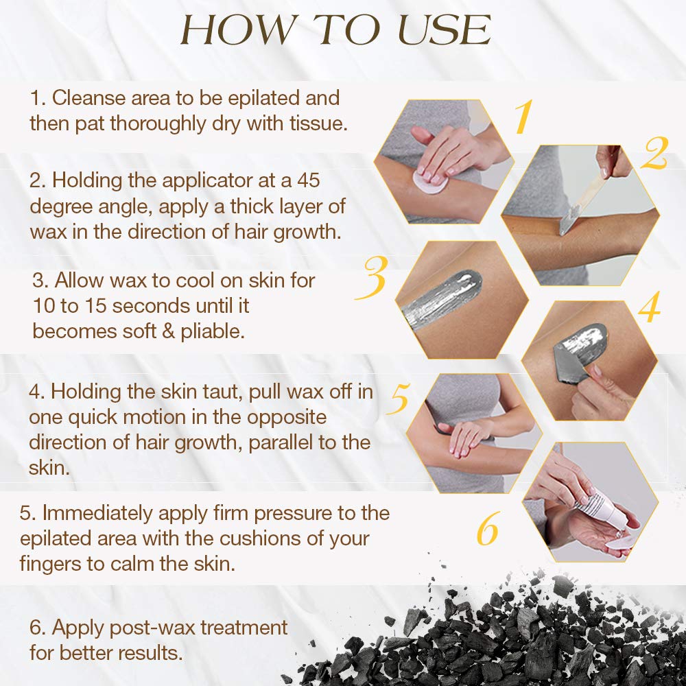 Instructions for using GiGi Hard Wax for hair removal. Step-by-step guide to achieve smooth results. Premium imported product.