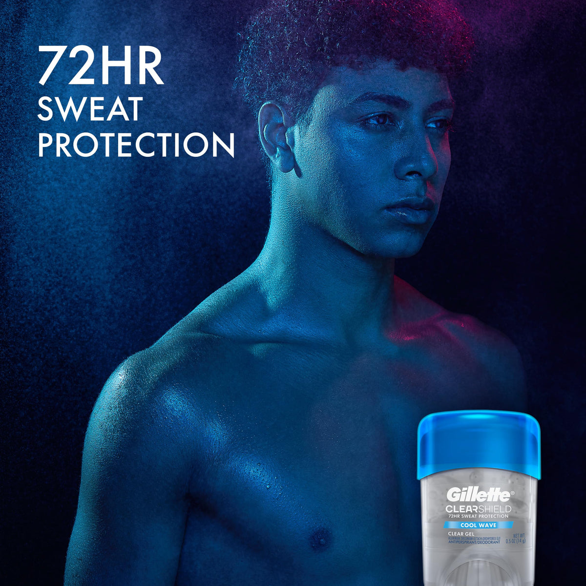 Premium imported Gillette Antiperspirant Deodorant for men offers 72-hour sweat protection with a cool wave fragrance.