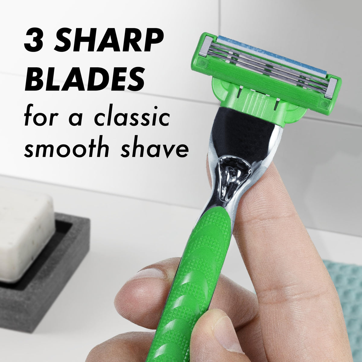 Gillette Mach3 Sensitive razor with three sharp blades, ensuring a classic smooth shave. Verified by CuratCart.