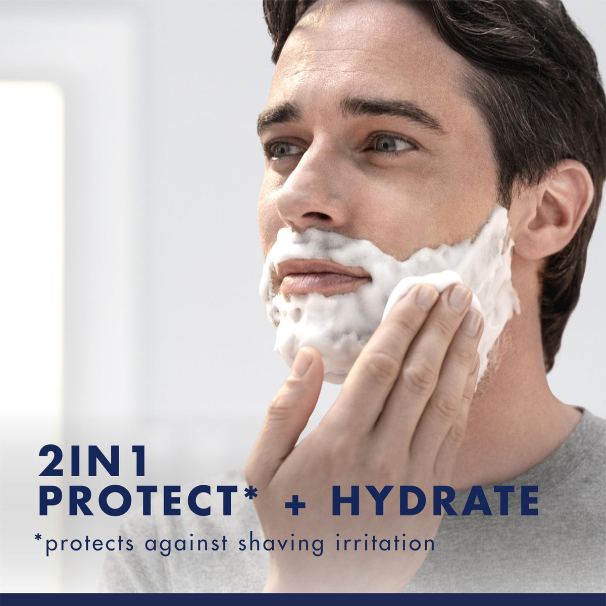 A man using Gillette PRO Shaving Gel, ensuring skin protection and hydration. Verified by CuratCart for quality assurance.