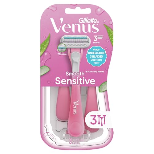 Gillette Venus Sensitive Razors - Side Profile & Box Packaging | genuine imported stock available in India at Curat Cart