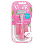 Gillette Venus Sensitive Razors - Side Profile & Box Packaging | genuine imported stock available in India at Curat Cart