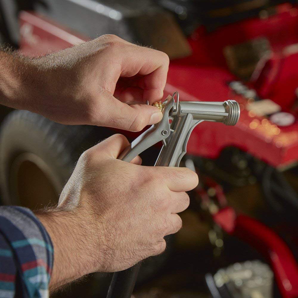 Gilmour Metal Hose Spray Nozzle showcased in high-quality finish, perfect for efficient watering. Available at Curat Cart.