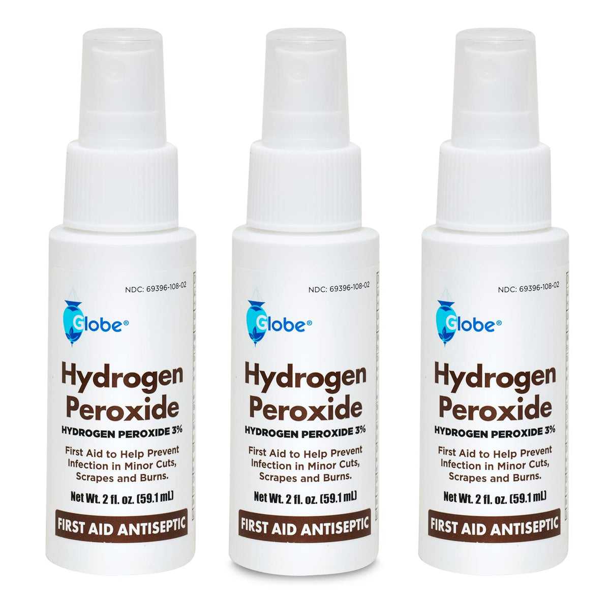 Globe Hydrogen Peroxide Antiseptic Spray, a premium import from Curat Cart, ideal for preventing infections in minor cuts and scrapes.