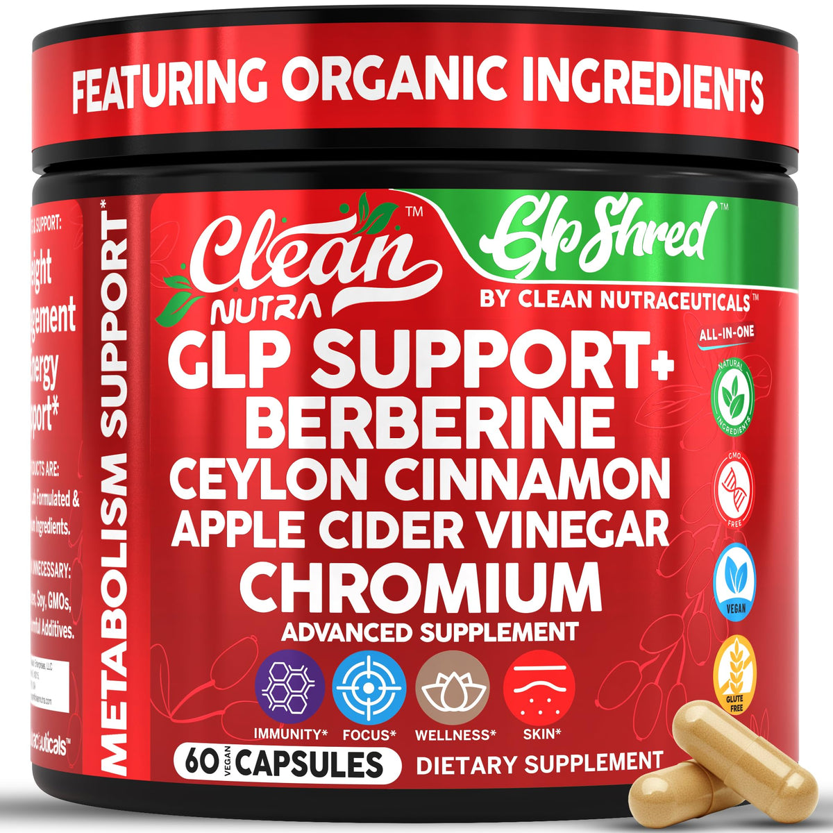 Premium imported Clean GLP1 Supplement Berberine with organic ingredients, available at Curat Cart for metabolism support.