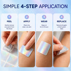 GLPLUS Berberine Patches for Weight Management with an easy 4-step application guide on high-quality packaging from Curat Cart.