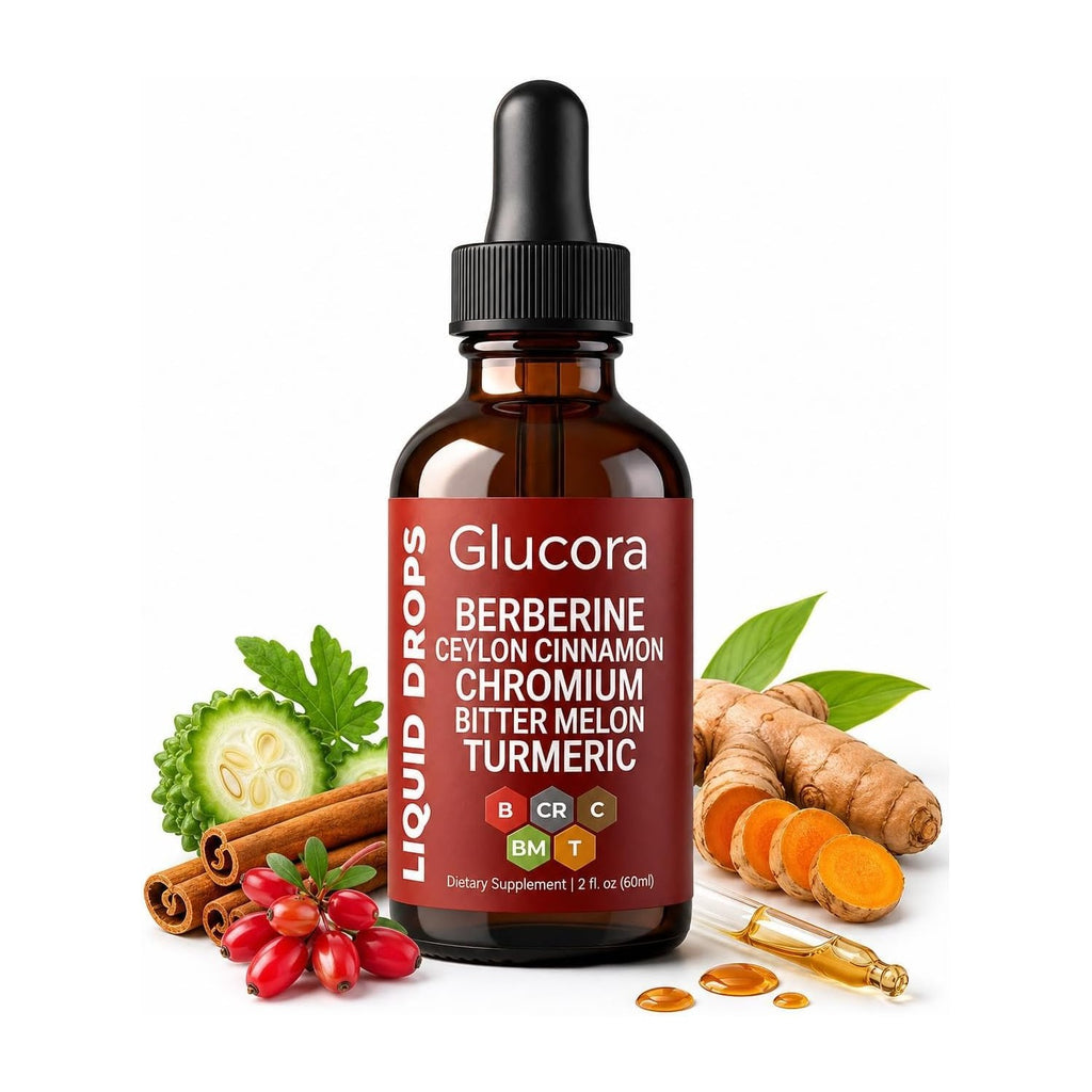 Discover Glucora Ceylon Cinnamon Berberine Drops, a premium import with powerful herbal ingredients, available at Curat Cart.