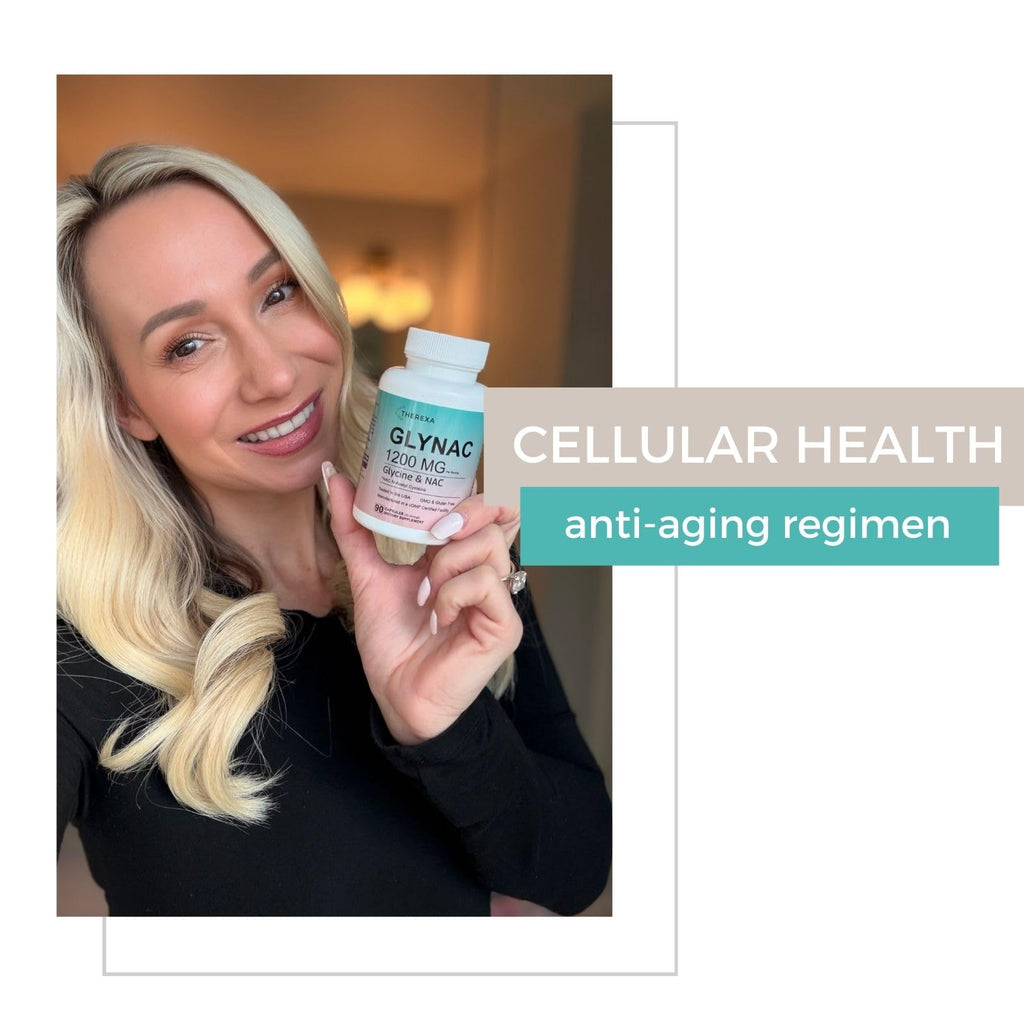 Glynac Supplement Glycine NAC showcased by a model, 100% Authentic, available in India at Curat Cart.