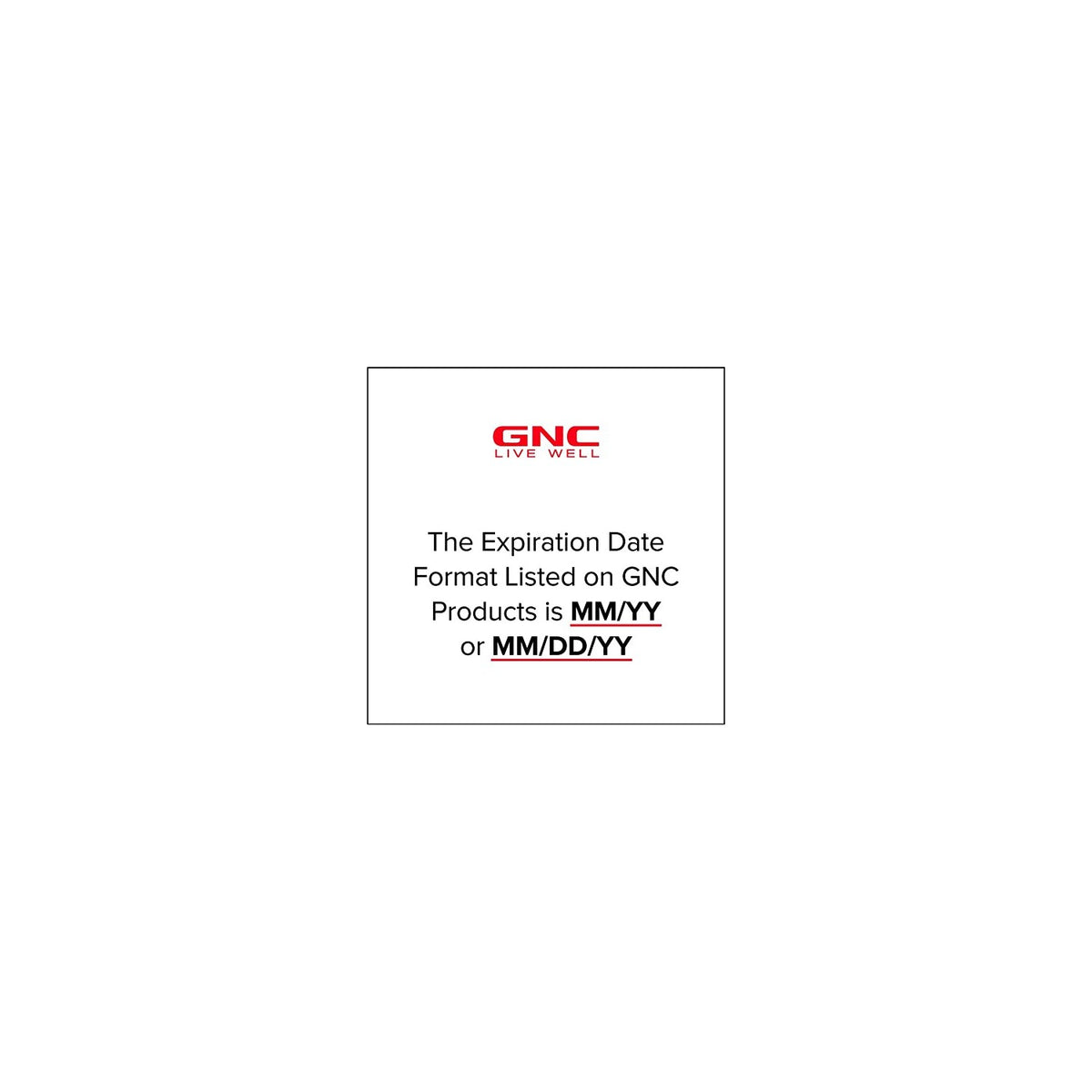 GNC B-Complex Metabolism Energy label showing expiration date format guidelines. Original packaging details included.