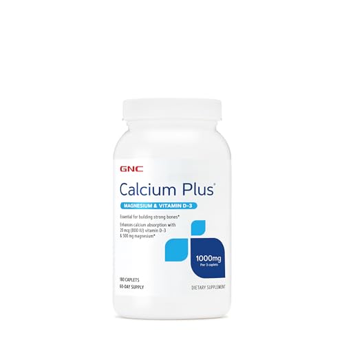 Premium imported GNC Calcium Plus Magnesium, essential for strong bones with Vitamin D3, 1000mg per serving.