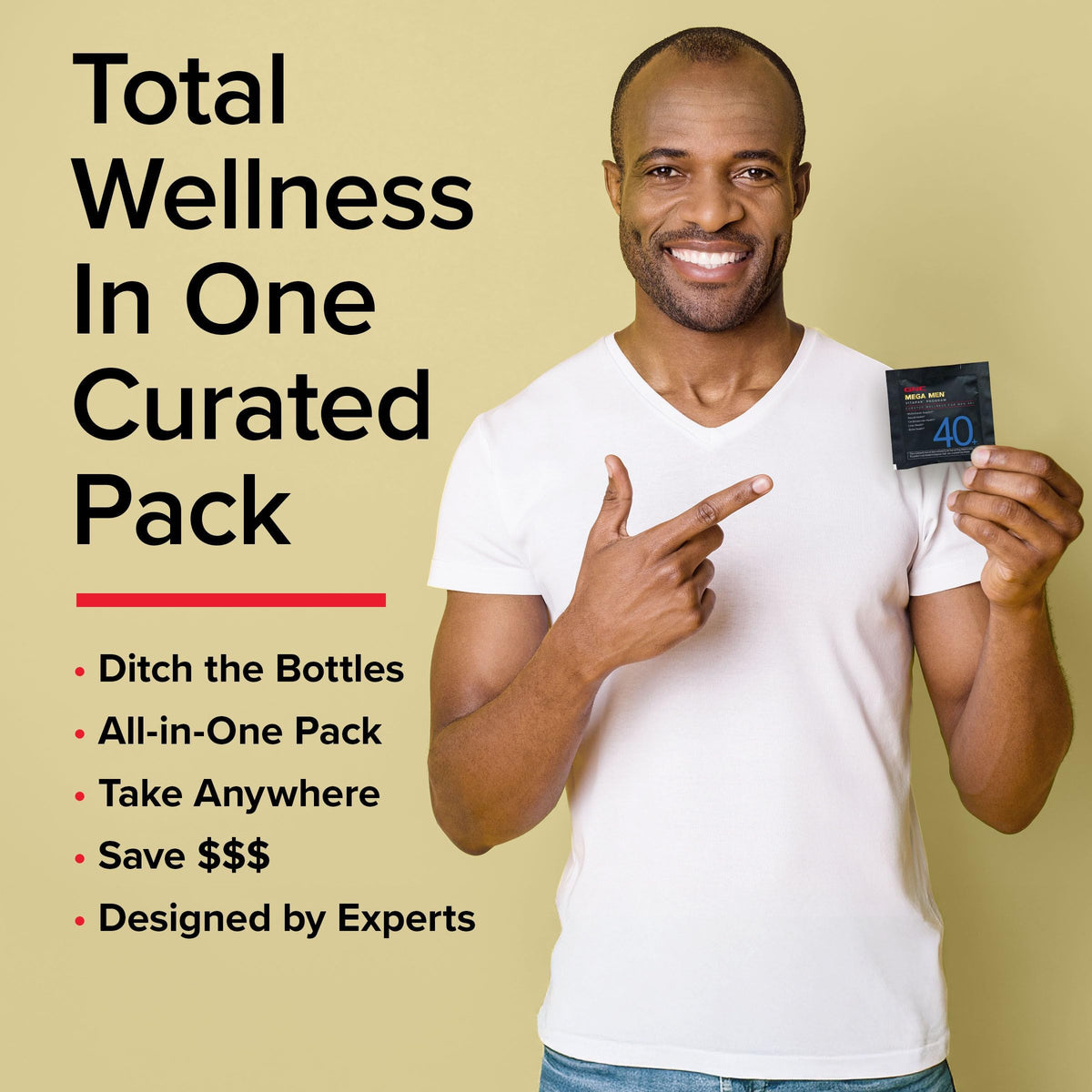 Discover total wellness with GNC Mega Men 40+ Multivitamin Pack, designed for men over 40. Convenient all-in-one solution.