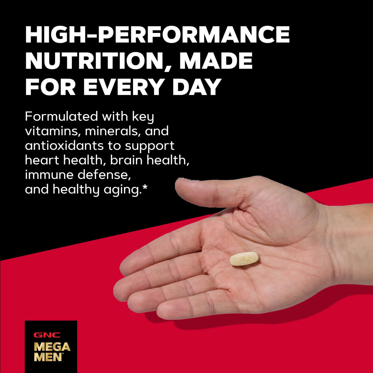 GNC Mega Men One Daily Multi, specially curated by Curat Cart, offers high-performance nutrition for heart, brain health, and healthy aging.