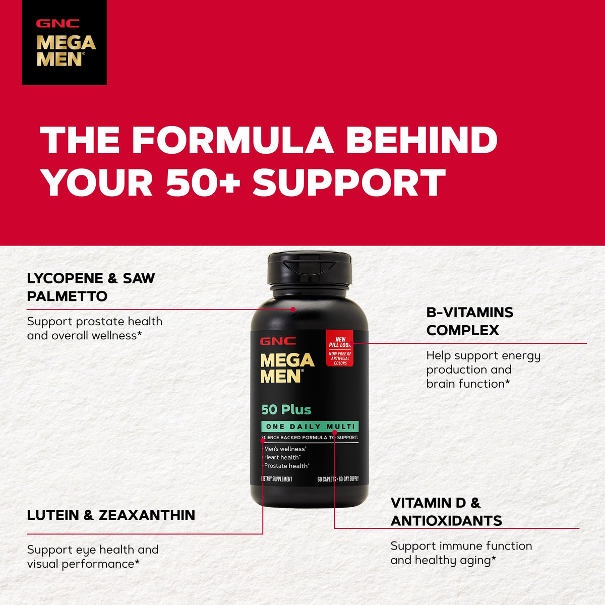 GNC Mega Men One Daily Multi supports energy and health for men over 50. Perfect for daily use. Available at Curat Cart.