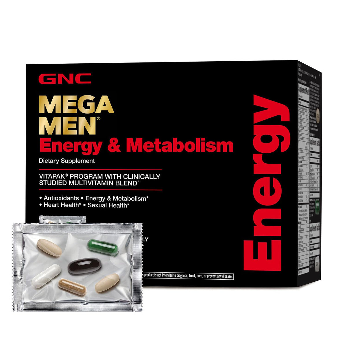 Discover GNC Mega Men Energy and Metabolism, an authentic dietary supplement for vitality and overall health.