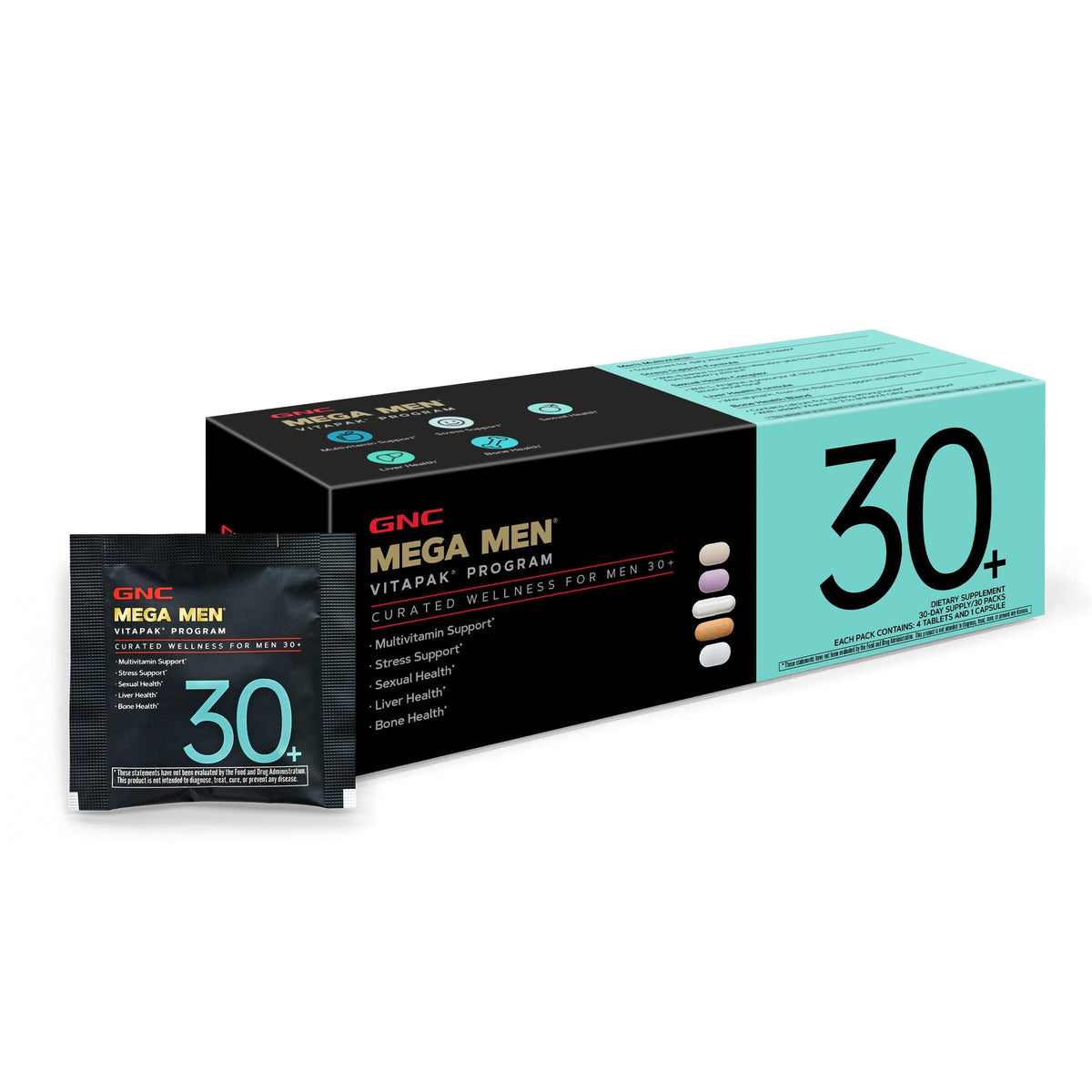 GNC Men's Vitapak Program for men over 30, offering multivitamin support and overall wellness. 100% genuine product.