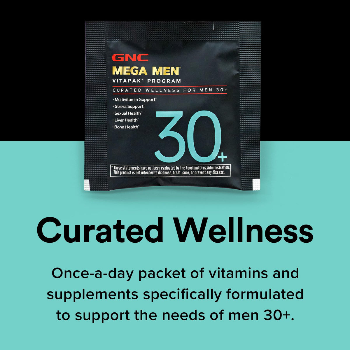 Premium imported GNC Men's Vitapak offers curated wellness with essential vitamins for men's health 30 and above.