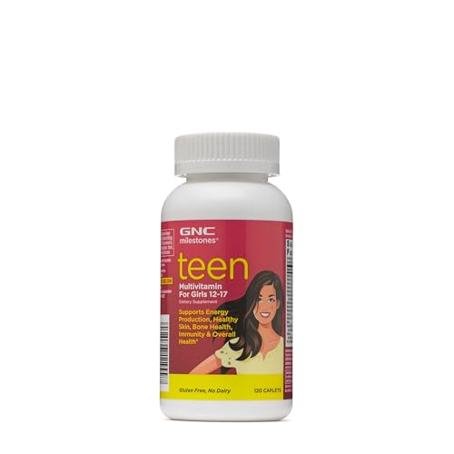 Premium imported GNC Milestones Teen Multivitamin for girls 12-17 supports energy and overall health.