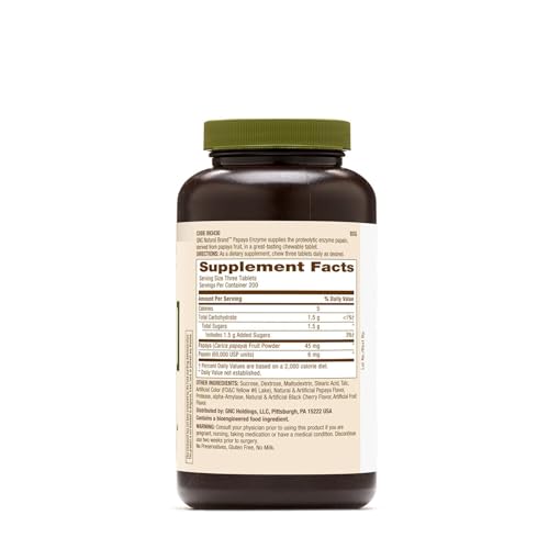 GNC Papaya Enzyme Chewable Tablets, 200 count. Verified by CuratCart for quality and trust in your wellness journey.