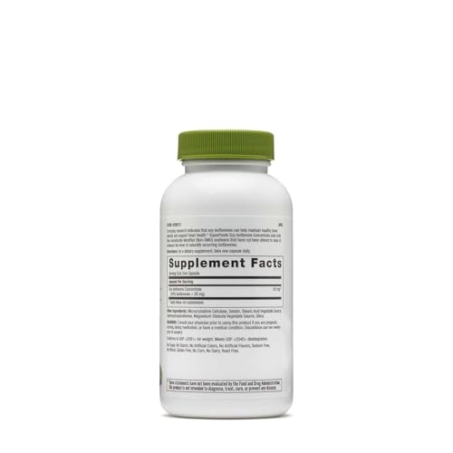 Official GNC Soy Isoflavone Concentrate bottle showcasing supplement facts and green cap, designed for health enthusiasts.