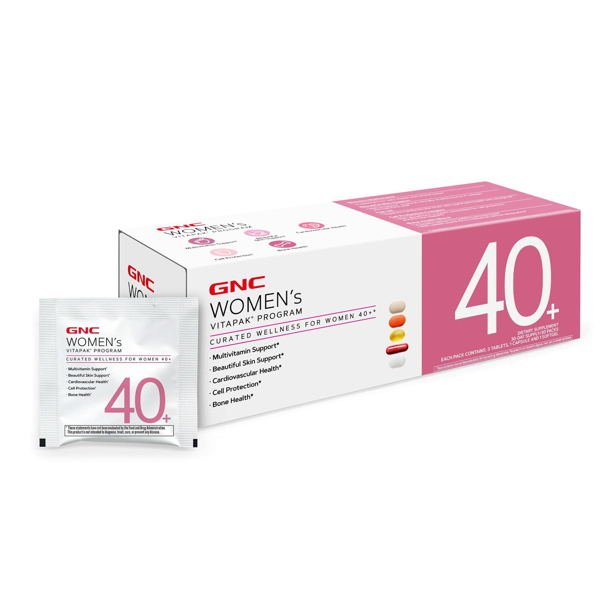 Authentic GNC Women's 40+ Vitapak Multivitamin for curated wellness, supporting health for women over 40.