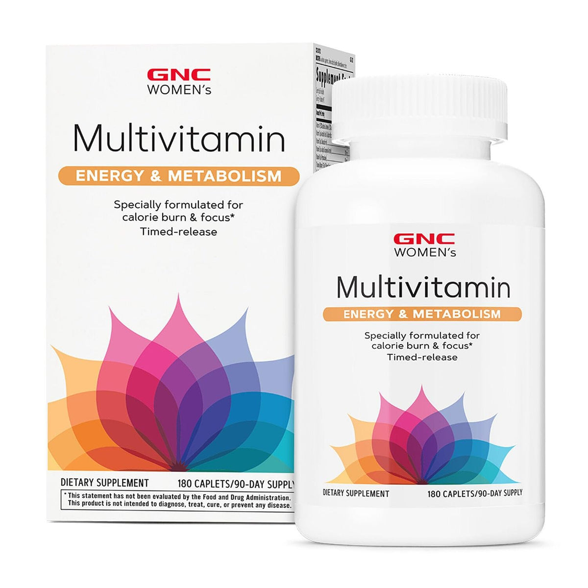 GNC Women's Energy Multivitamin caplets, 180 count, designed for calorie burn and focus. 100% genuine product.