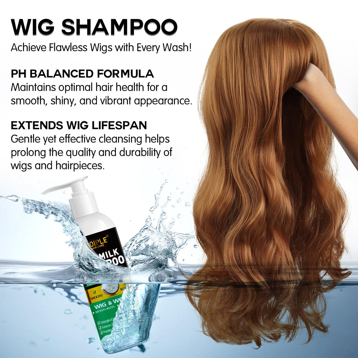Experience premium imported Goiple Wig Shampoo for flawless wig care, enhancing hair health and shine. Available at Curat Cart.