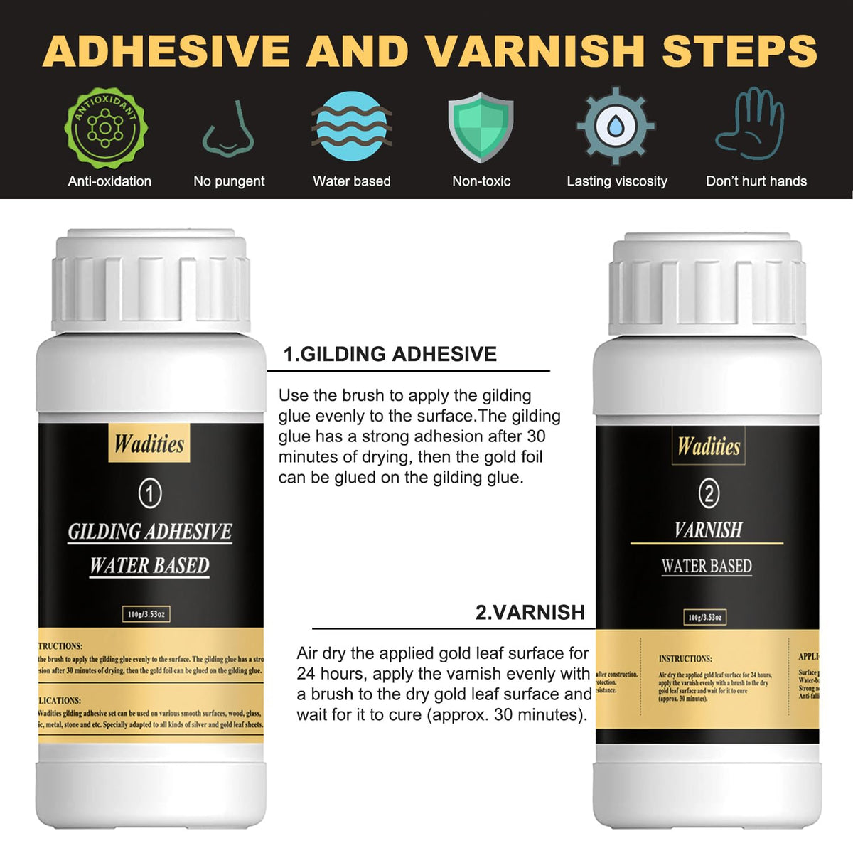 Wadities Gold Leaf Gilding Adhesive in high-quality packaging, ideal for precise application. Available at Curat Cart.