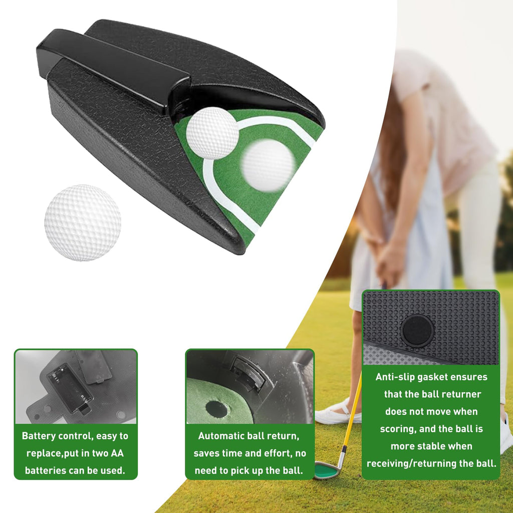 Compact Golf Ball Return Putting Unit with anti-slip gasket, designed for effortless ball return. Available at Curat Cart.