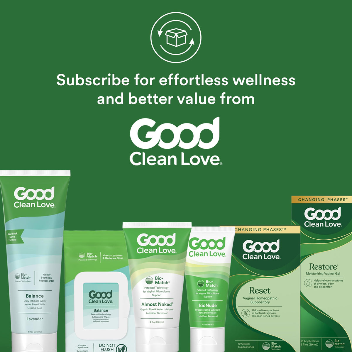Discover Good Clean Love Reset Vaginal Suppository for optimal wellness. Perfect for daily use, available at Curat Cart.