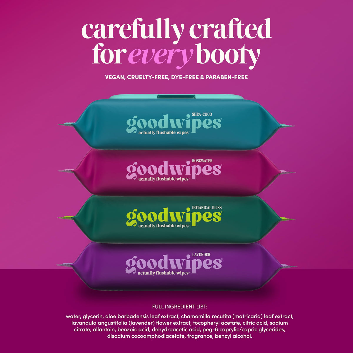 Discover premium imported goodwipes, cruelty-free flushable wipes for every booty, available at Curat Cart.