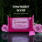 Discover goodwipes Flushable Wipes in rosewater scent, specially curated by Curat Cart for a refreshing clean. Perfect for on-the-go freshness.