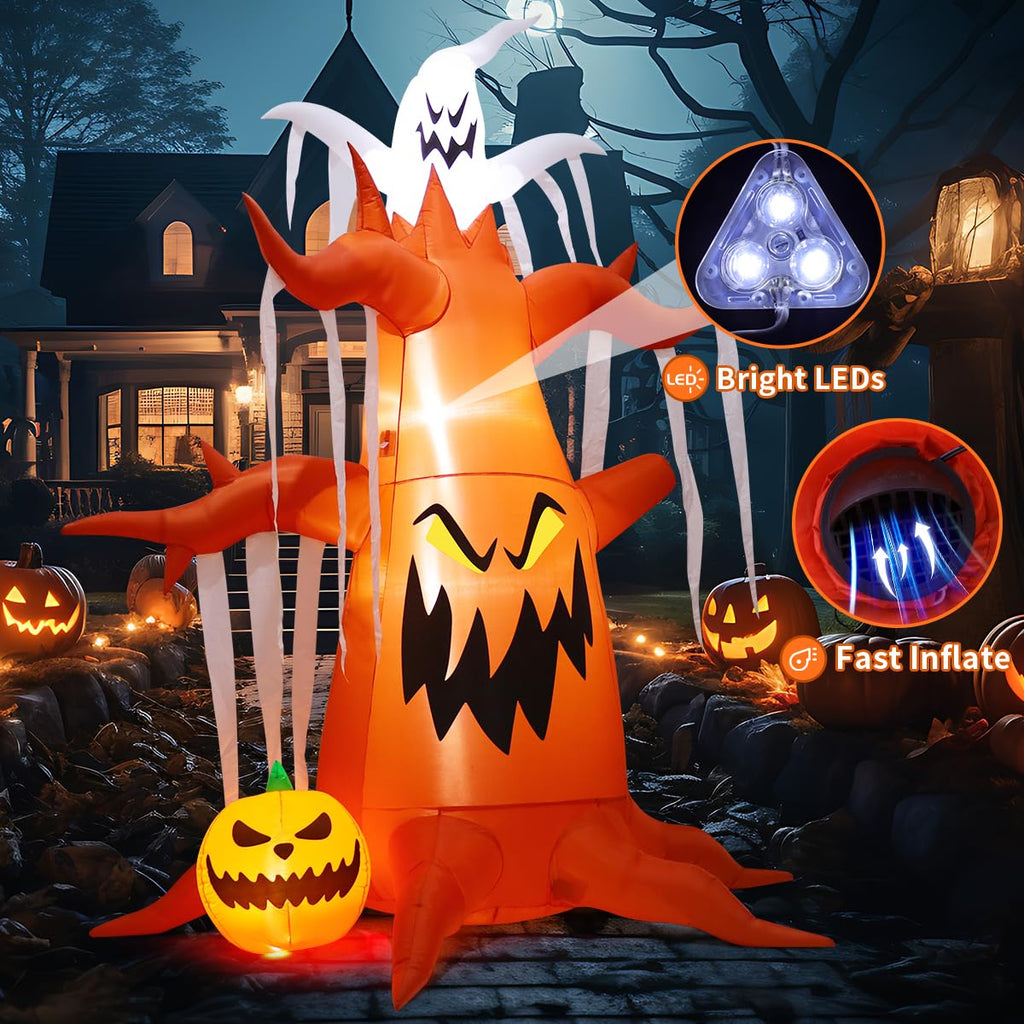 Spooky GOOSH Halloween Inflatable Tree Decorations with bright LEDs, available at Curat Cart for festive fun in India.
