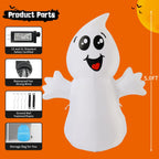 Premium imported GOOSH Halloween Inflatable Ghost, 5.0FT tall with waterproof design and safety certified parts. Perfect for festive decorations. Available at Curat Cart.