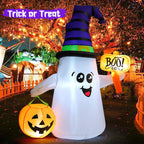 Decorative GOOSH Halloween inflatable ghost holding a pumpkin and sign, 100% Authentic, available at Curat Cart in India.